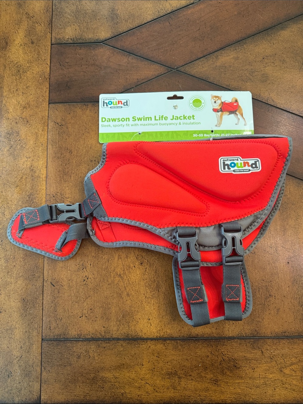 Outward Hound Red and Gray Dawson Swim Life Jacket Vest